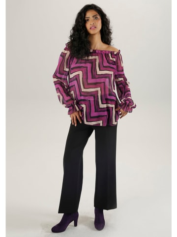 Aniston Bluse in Lila/ Schwarz