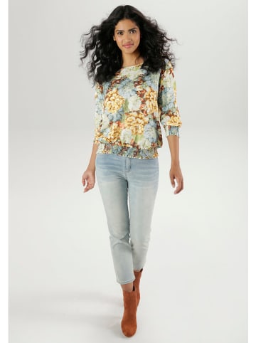 Aniston Blouse groen/mosterdgeel
