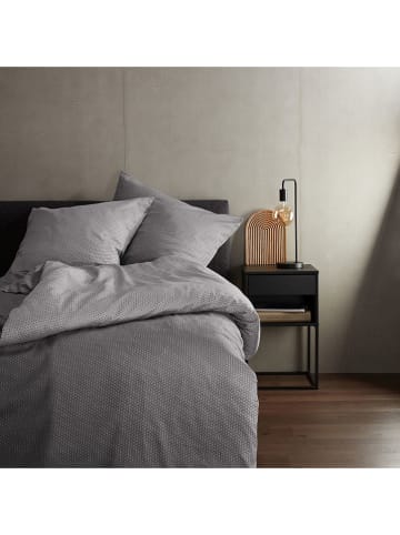 Schiesser Satin-Bettwäsche-Set "Palma" in Anthrazit/ Hellgrau