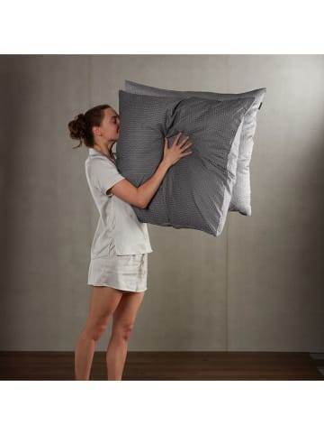 Schiesser Satin-Bettwäsche-Set "Palma" in Anthrazit/ Weiß