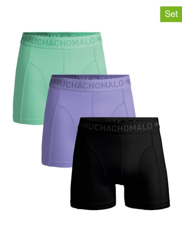 Muchachomalo 3er-Set: Boxershorts in Schwarz/ Flieder/ Türkis