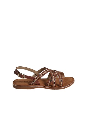 vertbaudet Leren sandalen "Croise" bruin
