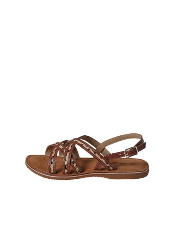 vertbaudet Leren sandalen "Croise" bruin