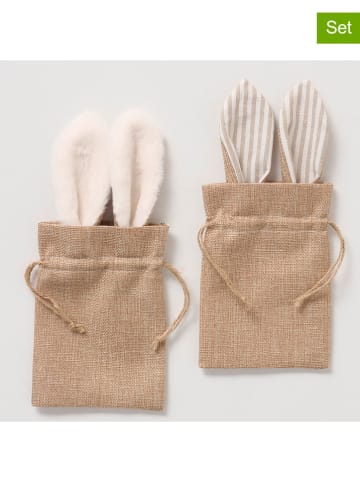 Boltze 2er-Set: Beutel "Lemi" in Hellbraun/ Weiß - (H)27 cm