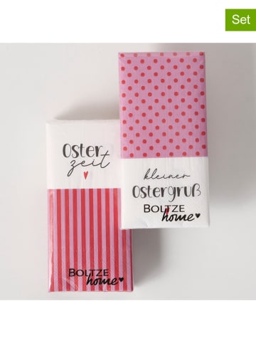 Boltze 2er-Set: Servietten "Ladina" in Weiß/ Pink/ Rot - 2x 16 Stück