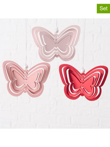 Boltze 3er-Set: Dekoanhänger "Butterfly" in Rosa/ Pink - (H)8 cm