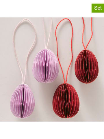 Boltze 4er-Set: Dekoanhänger "Eggo" in Lila/ Bordeaux - (H)4,5 cm