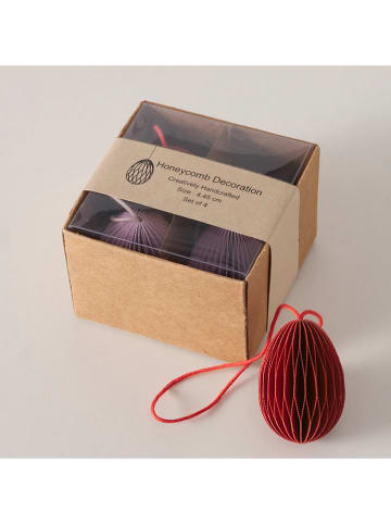 Boltze 4-delige set: decohangers "Eggo" paars/bordeaux - (H)4,5 cm