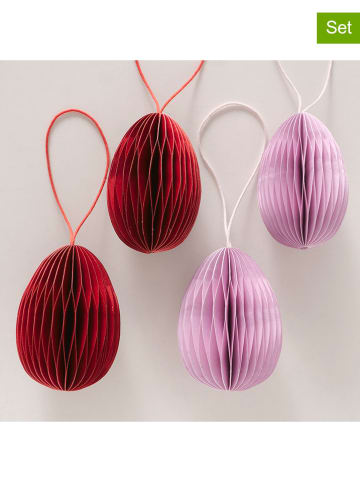 Boltze 4er-Set: Dekoanhänger "Eggo" in Lila/ Bordeaux - (H)8 cm