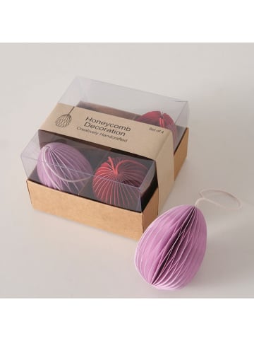 Boltze 4er-Set: Dekoanhänger "Eggo" in Lila/ Bordeaux - (H)8 cm