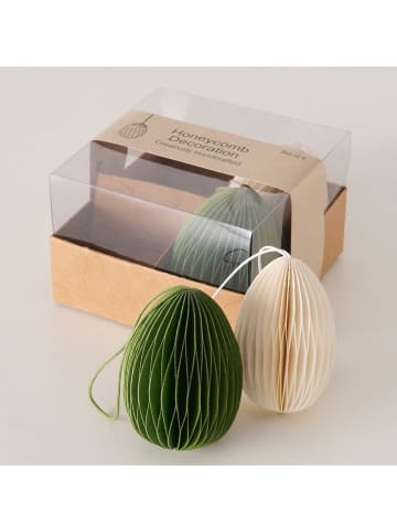 Boltze 4-delige set: decohangers "Eggo" crème/groen - (H)8 cm
