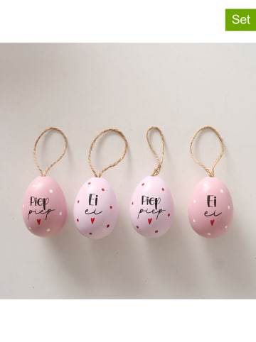 Boltze 4er-Set: Dekoanhänger "Ladina" in Rosa/ Pink - (H)6 cm