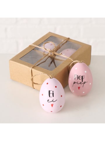 Boltze 4er-Set: Dekoanhänger "Ladina" in Rosa/ Pink - (H)6 cm