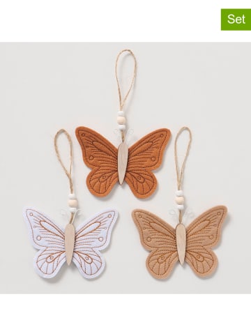 Boltze 3er-Set: Dekoanhänger "Nabi" in Orange/ Beige/ Hellblau - (H)10 cm