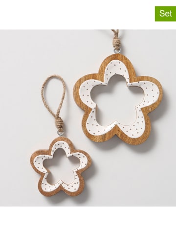 Boltze 2-delige set: decohangers "Teris" wit/lichtbruin