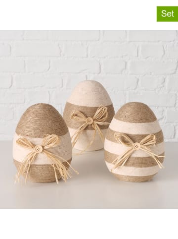 Boltze 3er-Set: Dekoaufsteller "Nalio" in Creme/ Hellbraun - (H)20 cm