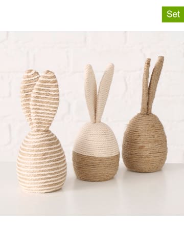 Boltze 3er-Set: Dekoaufsteller "Nalio" in Creme/ Hellbraun - (H)17,5 x Ø 7,5 cm