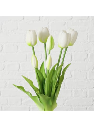 Boltze Dekostrauß "Falona" wit/groen - (H)13 cm