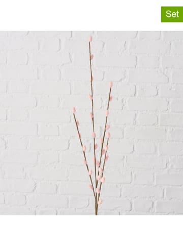 Boltze 2er-Set: Dekozweige "Weidenkätzchen" in Braun/ Rosa - (H)77 cm