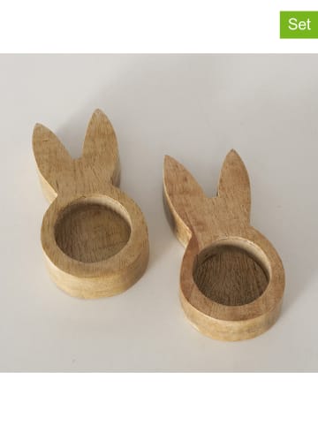 Boltze 2er-Set: Eierbecher "Egga" in Hellbraun - (H)10 cm