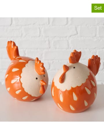 Boltze Figurki dekoracyjne (2 szt.) "Agathy" w kolorze pomarańczowo-kremowym - wys. 12 cm