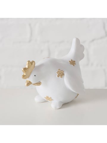 Boltze 2-delige set: deco figuren "Blair" wit/goudkleurig - (H)10,5 cm
