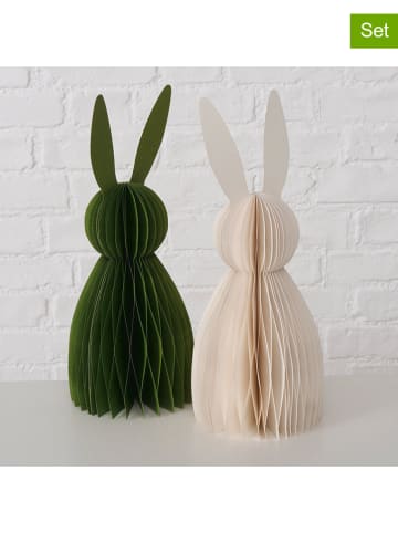 Boltze 2er-Set: Dekofiguren "Bonnie" in Creme/ Grün - (H)40 cm