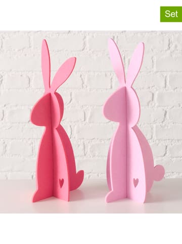 Boltze 2er-Set: Dekofiguren "Freddo" in Rosa/ Pink - (H)40 cm
