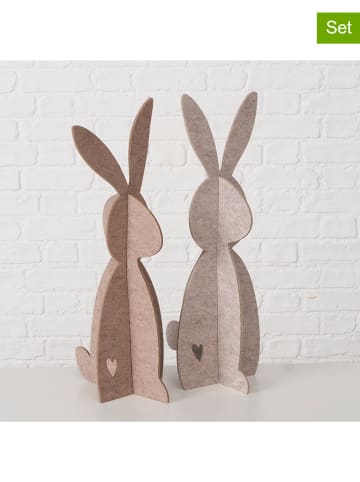 Boltze 2er-Set: Dekofiguren "Freddo" in Beige/ Creme - (H)60 cm