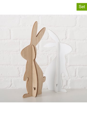 Boltze Figurki dekoracyjne (2 szt.) w kolorze jasnobrązowo-białym - wys. 29,5 cm