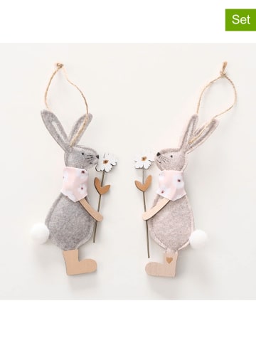 Boltze 2er-Set: Dekoanhänger "Canea" in Grau/ Beige - (H)16 cm