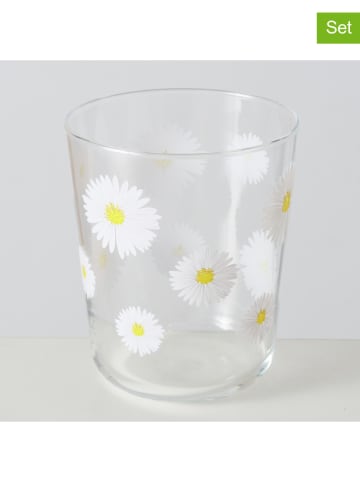 Boltze 4er-Set: Trinkgläser "Daisy" in Weiß - (H)9,5 x Ø 8 cm