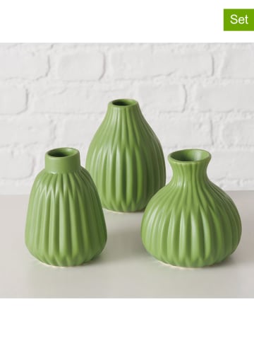 Boltze 3er-Set: Vasen "Esko" in Grün - (H)11 x Ø 10 cm