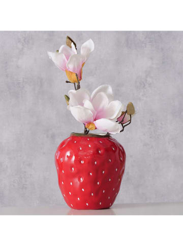 Boltze Vaas "Strawberry" rood/groen - (H)16 x Ø 14 cm