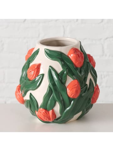 Boltze Vase "Tulip" in Grün/ Orange - (H)14 x Ø 15,5 cm