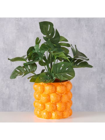 Boltze 2-delige set: overpotten "Orange" oranje - (H)15 x Ø 17 cm