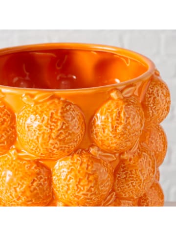 Boltze 2-delige set: overpotten "Orange" oranje - (H)15 x Ø 17 cm
