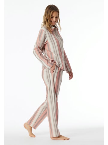 Schiesser Pyjama crème/oranje/grijs