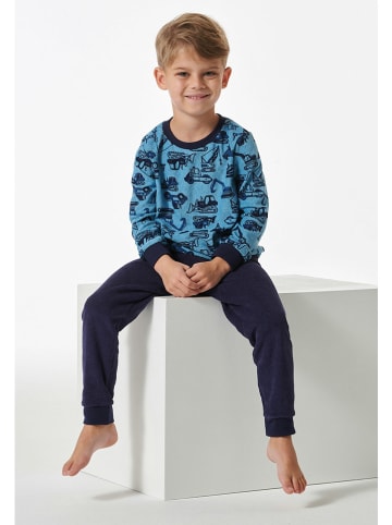 Schiesser Pyjama in Dunkelblau/ Hellblau