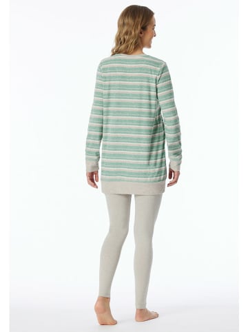 Schiesser Pyjama in Grau/ Grün