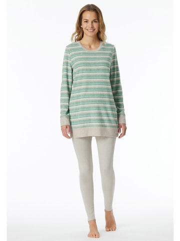 Schiesser Pyjama in Grau/ Grün