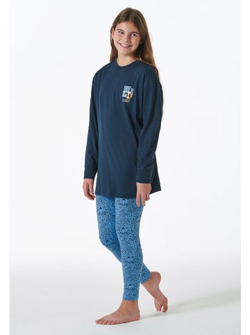 Schiesser Pyjama in Dunkelblau/ Blau