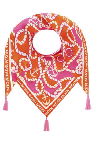 Zwillingsherz Dreieckstuch in Pink/ Orange - (L)200 x (B)95 cm
