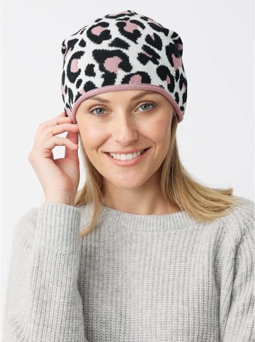 Zwillingsherz Beanie in Weiß/ Schwarz/ Rosa