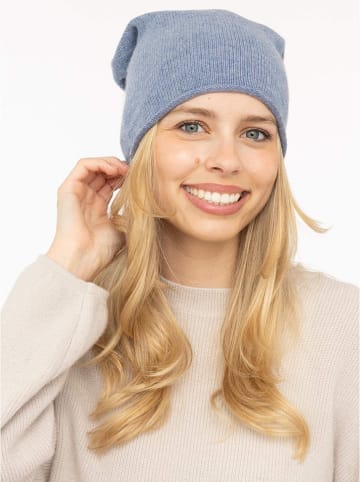 Zwillingsherz Kaschmir-Beanie in Blau