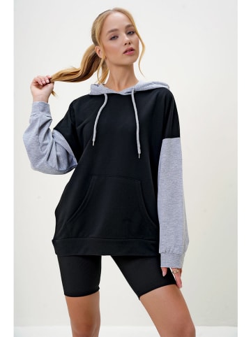 Trend Alacati Hoodie in Schwarz/ Grau