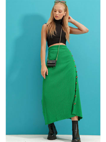 Trend Alacati Gebreide rok groen