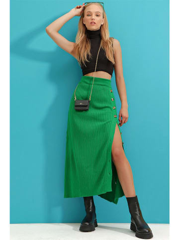 Trend Alacati Gebreide rok groen