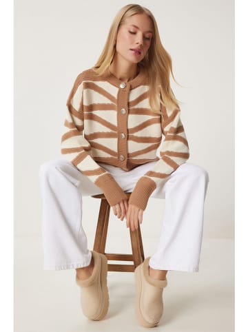 Happiness Istanbul Cardigan in Creme/ Hellbraun