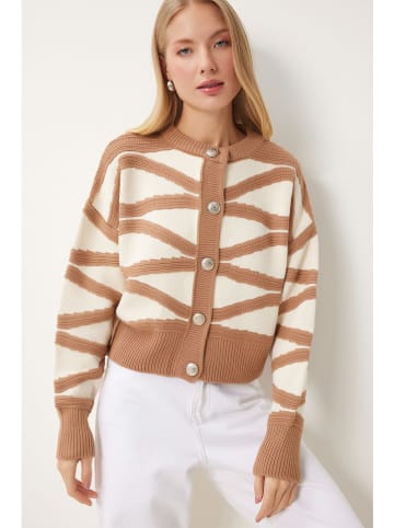 Happiness Istanbul Cardigan in Creme/ Hellbraun